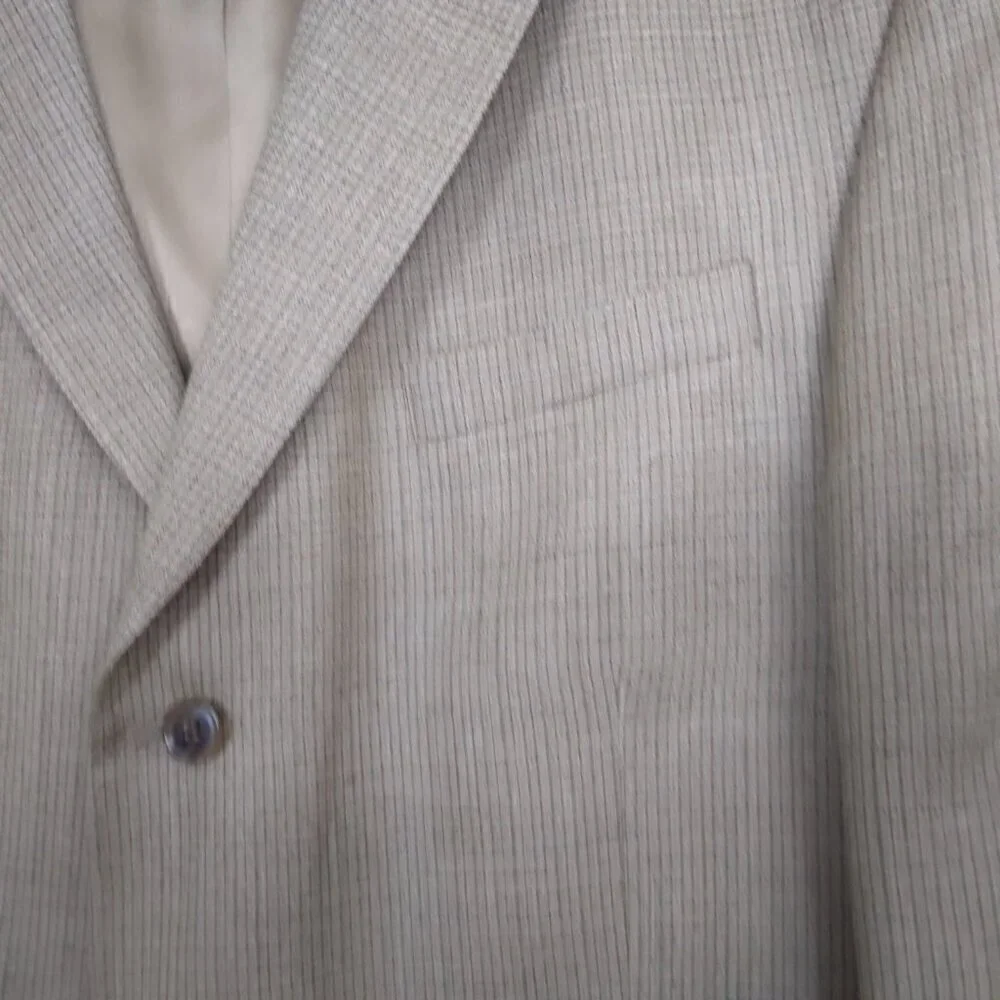 Stafford | Plaid Silk Wool Blazer Jacket Light Brown | Size 44R